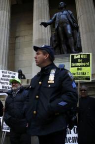 A protest next to the New York Stock Exchange